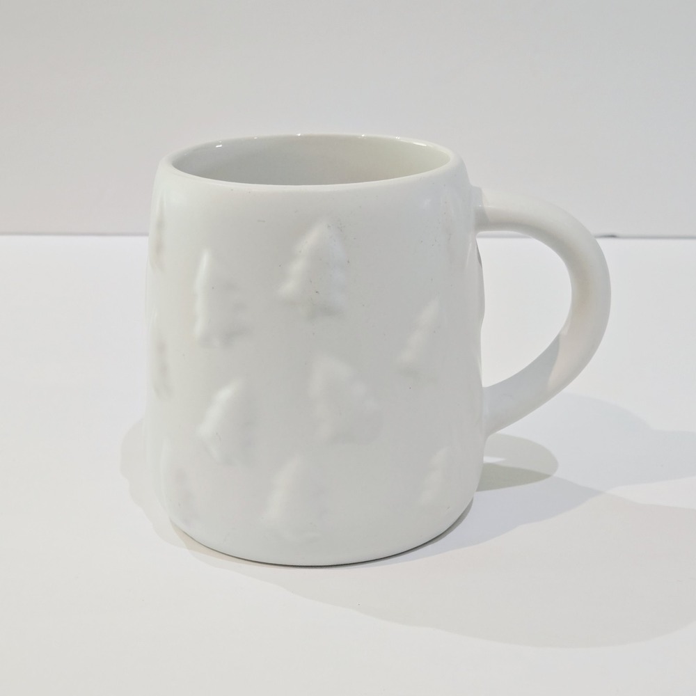 Bay Island Christmas Tree Coffee Mug Cup 16oz Embossed 3D Solid White Large